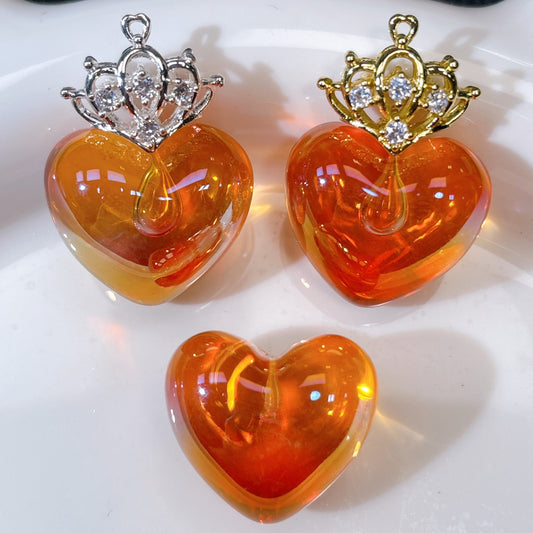 きゅるるん♡ハート レッド 光学ビーズ 半穴27×24㎜