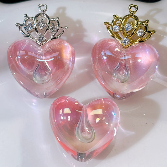 きゅるるん♡ハート ピンク 光学ビーズ 半穴27×24㎜