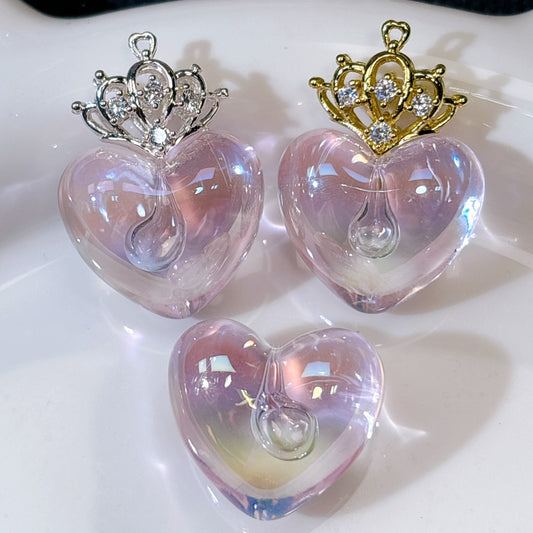 きゅるるん♡ハート パープル 光学ビーズ 半穴27×24㎜