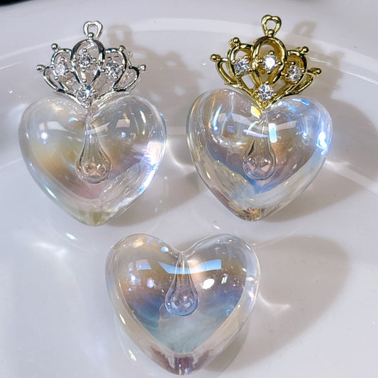 きゅるるん♡ハート クリア 光学ビーズ 半穴27×24㎜