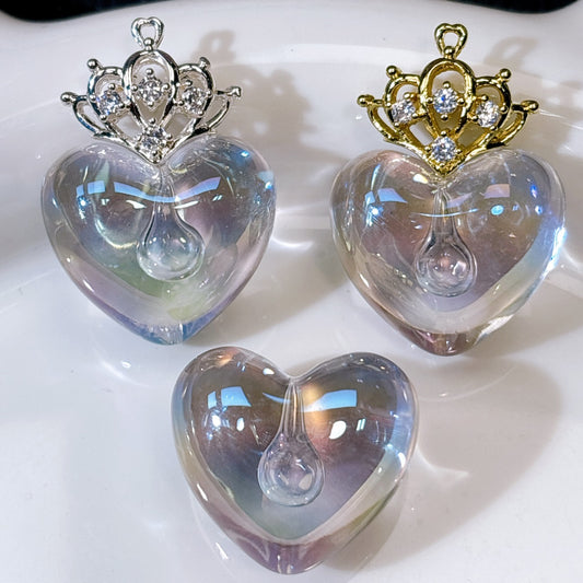 きゅるるん♡ハート ブラック 光学ビーズ 半穴27×24㎜