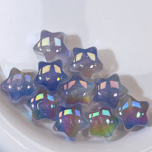 高品質 ぷっくり星ホシイ オーロララベンダー 光学ビーズ 20㎜