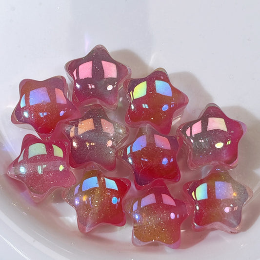高品質 ぷっくり星ホシイ オーロラピンク 光学ビーズ 20㎜