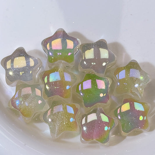 高品質 ぷっくり星ホシイ オーロラクリーム 光学ビーズ 20㎜