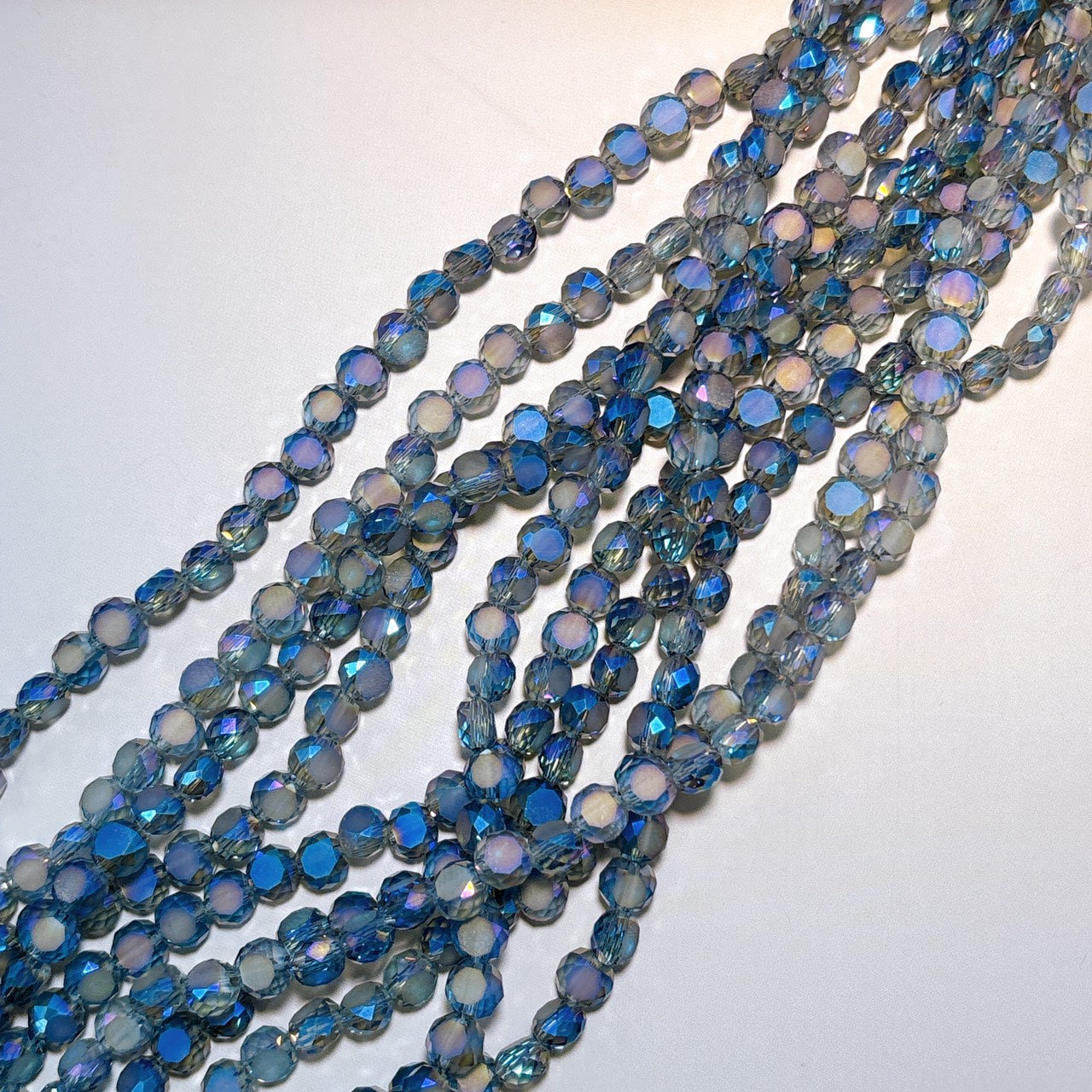 【特価】高品質 多面カット ガラスビーズ 青系 (4㎜)