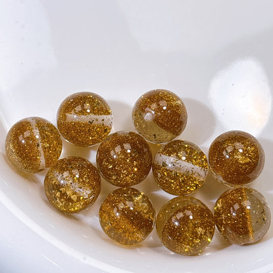 金箔入り グリッターフィーバー ゴールド レジンビーズ 16㎜