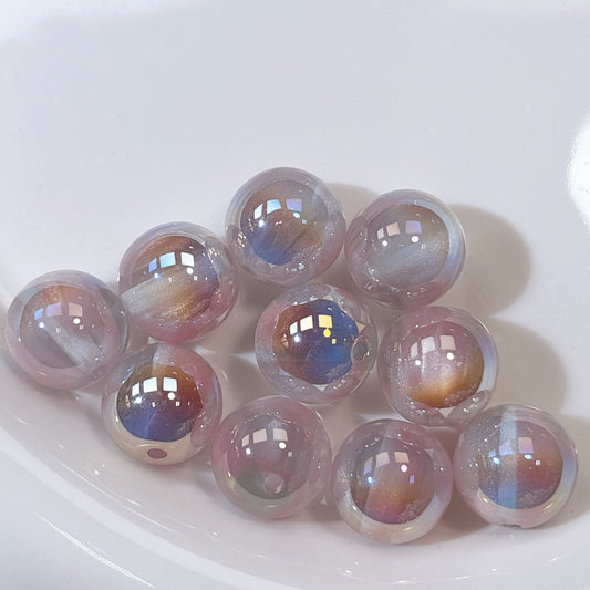 高品質 シラーinクリア ピンク系 光学ビーズ 16㎜