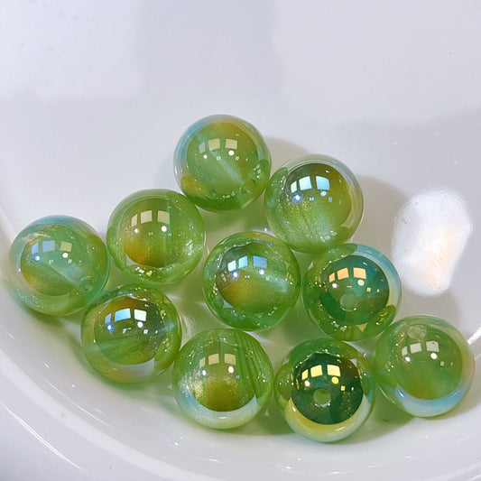高品質 シラーinクリア グリーン系 光学ビーズ 16㎜