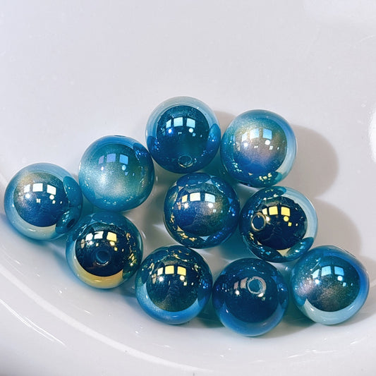 高品質 単色シラーDUSTY ブルー 光学ビーズ 16㎜