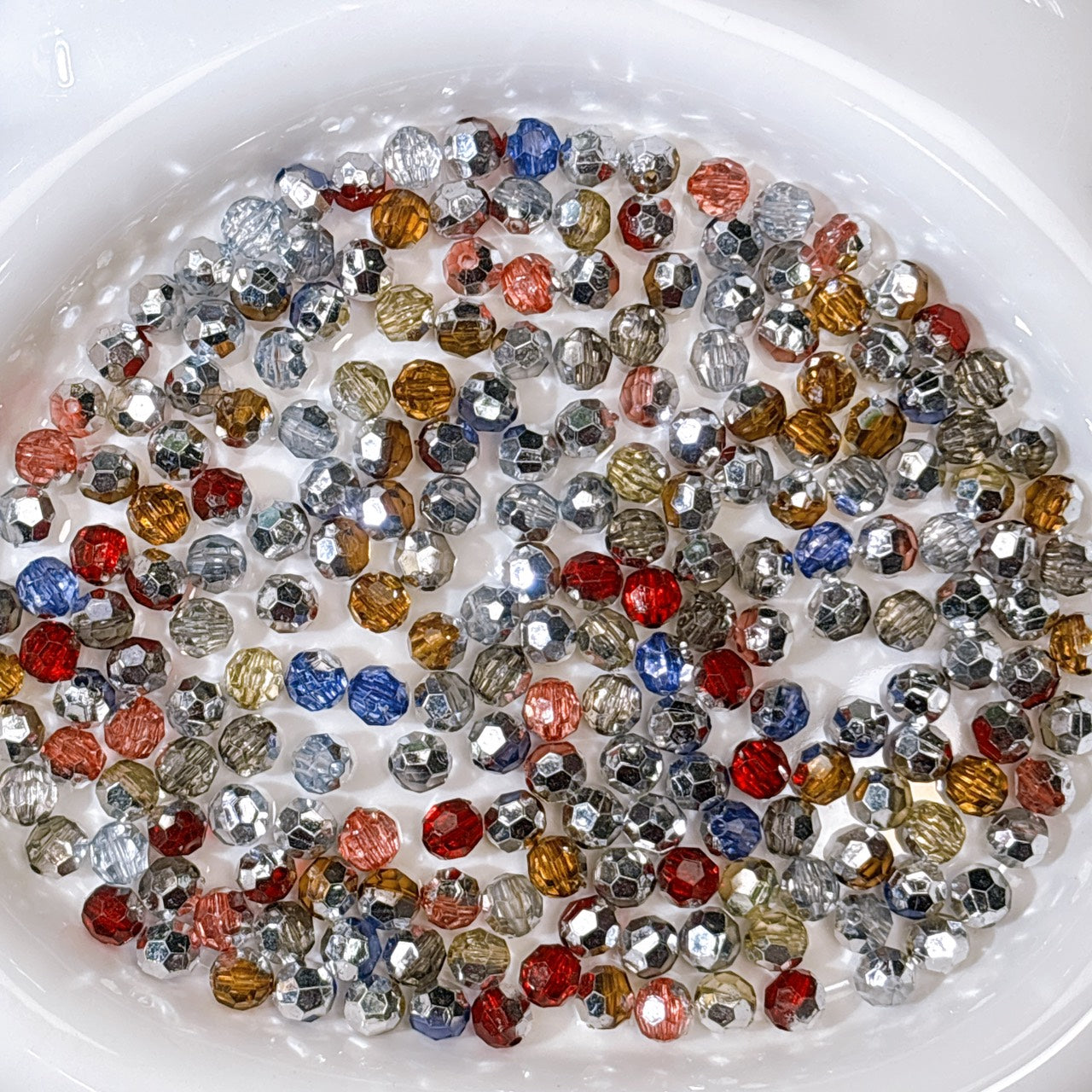 シルバー×クリアカラー 多面カットビーズ  8㎜